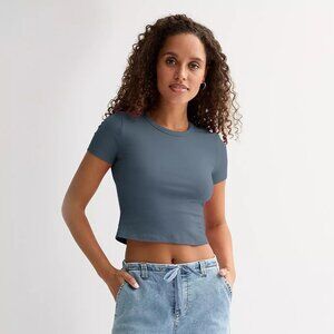 Classic Crop Tee - Slate Blue